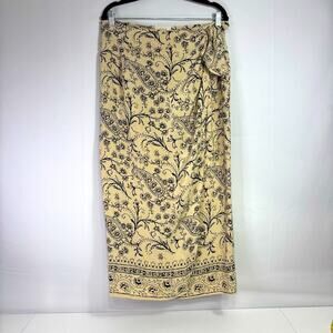 NWT Field Manor Floral Beige Maxi Wrap Skirt Size 10 PP0817